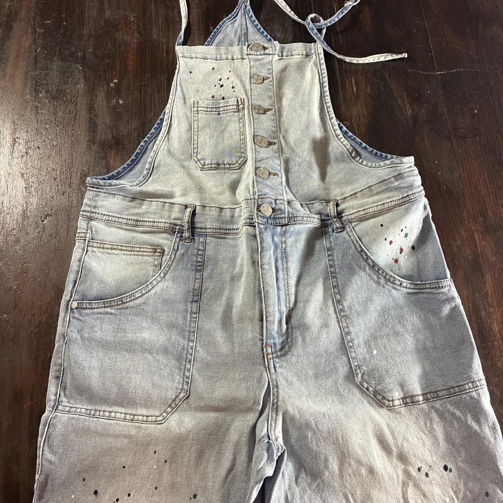 Women's Cato New With Tag Denim Overalls - Size 12 Paint Spatter Design